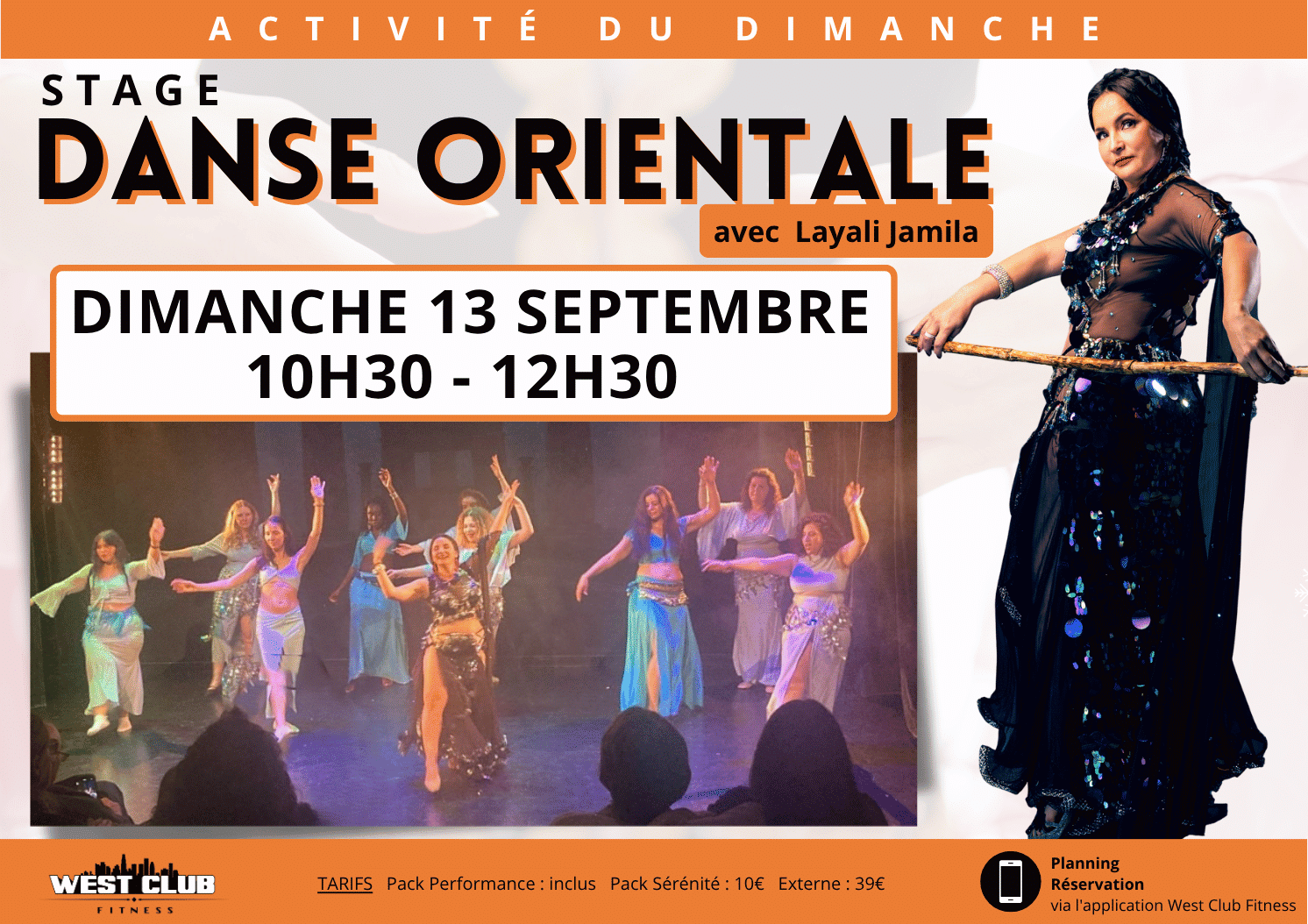 Stage de Danse Orientale le dimanche 13 septembre West Club Fitness Suresnes