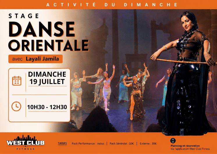 Stage de Danse Orientale le dimanche 19 juillet de 10h30 à 12h30