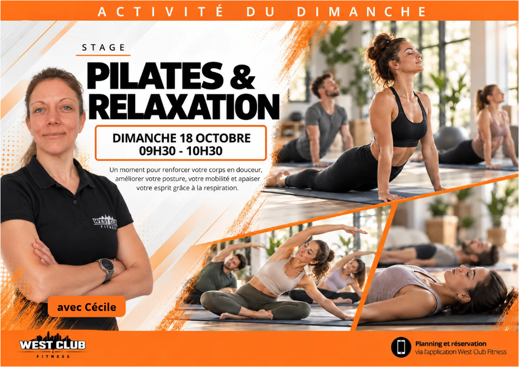 Stage Pilates et relaxation à West Club Fitness Suresnes le dimanche 18 octobre