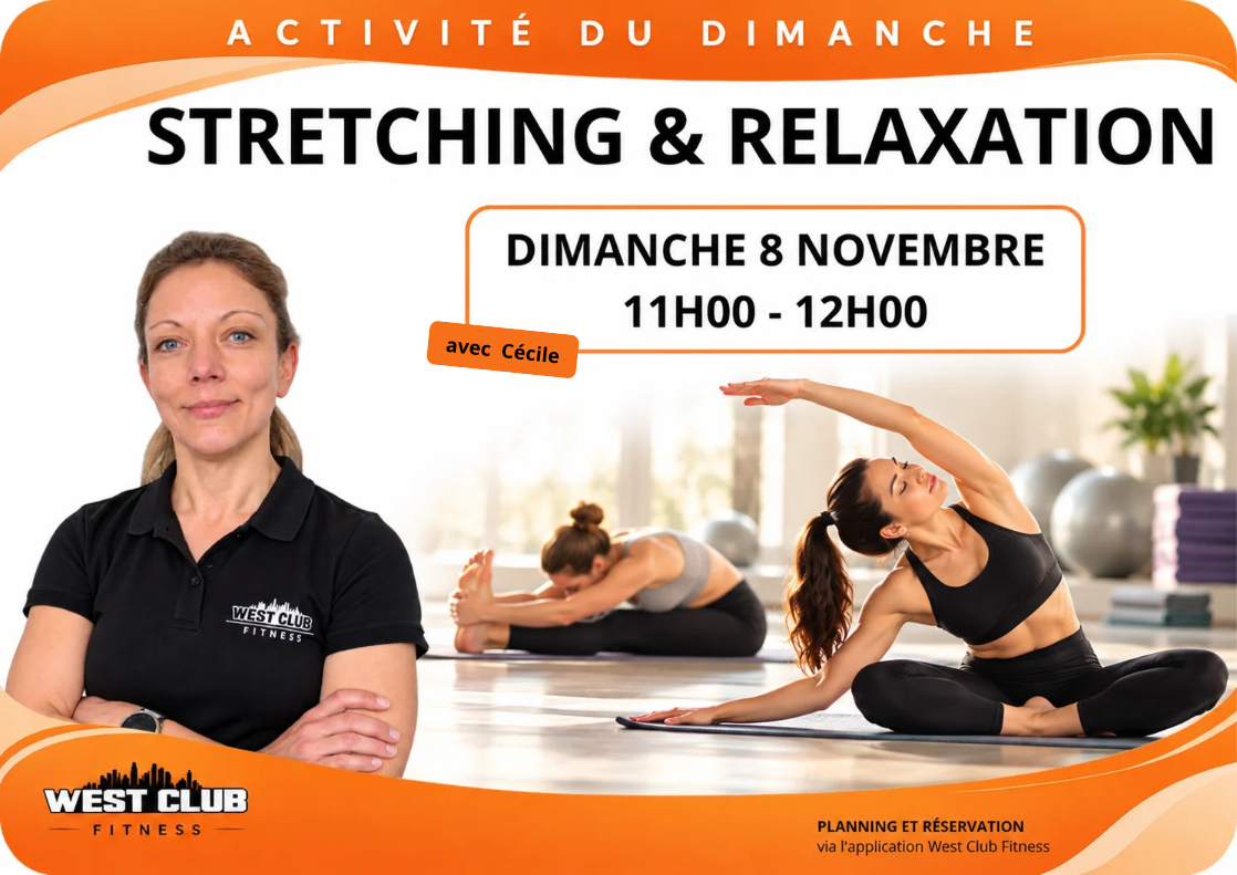 Séance de Stretching & Relaxation au West Club Fitness à Suresnes, dimanche 8 novembre 2026 de 11h à 12h